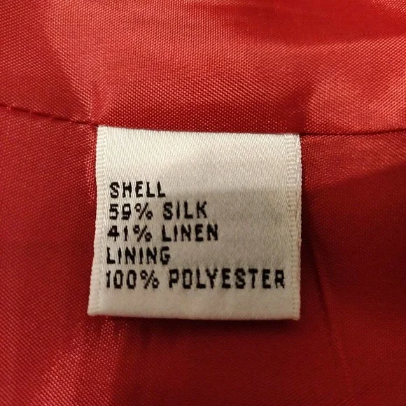 Talbots Women's Blazer Size 14 Linen Silk Red Buttoned Dress Coat. - Picture 6 of 8